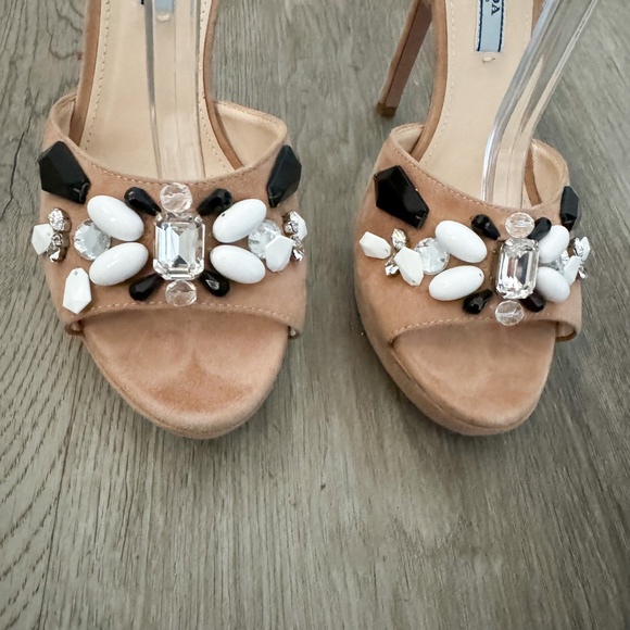 Prada Suede Crystal Embellised Stiletto Heels EU 37.5/US 7 - Picture 3 of 5